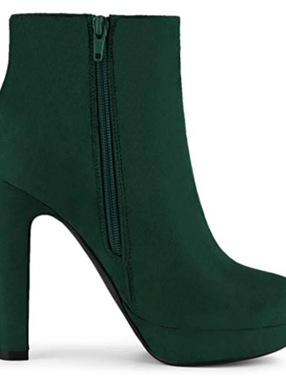 Faux Suede Round Toe Chunky High Heel Platform Ankle Boots